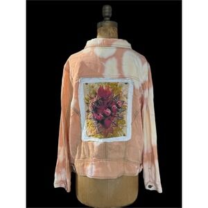 Tahari XL Bleached Peach Denim Jacket – Sacred Heart Patch One of a Kind